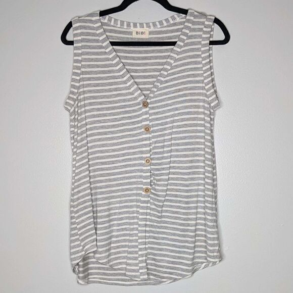 Bibi Knotted Front Striped Tank Top Small - Picture 1 of 10